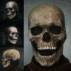 Halloween's Realistic Skull Mask with Moving Jaw and Bone Details