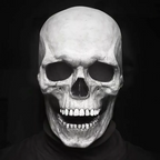 Halloween's Realistic Skull Mask with Moving Jaw and Bone Details