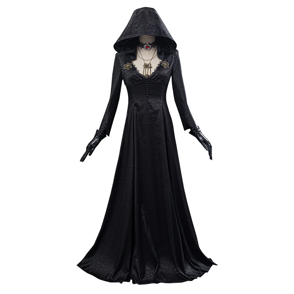 Halloween's Vampire Lady Cosplay Costume with Jacquard Coat and Dress