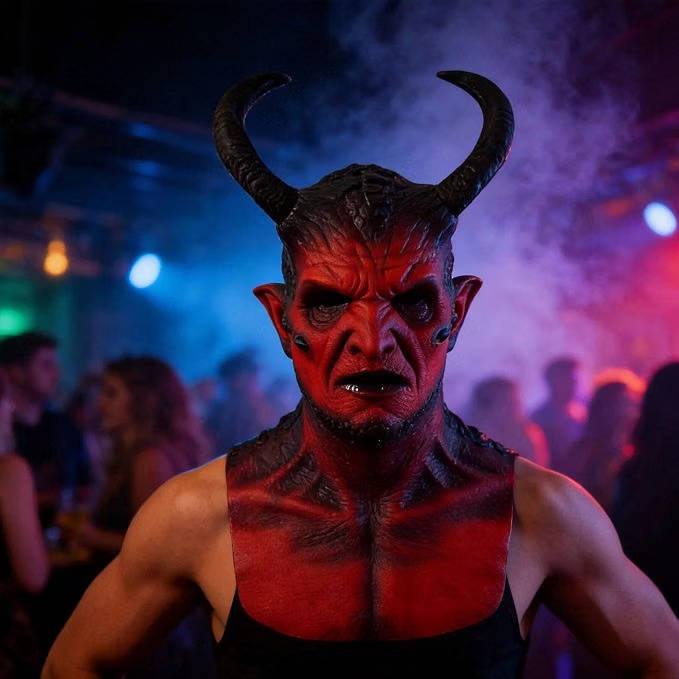 Halloween's Realistic Demon Mask with Horns for Cosplay & Costume Parties