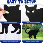 Halloween's 6 Pack Black Cat Yard Decorations with Glow in Dark Eyes