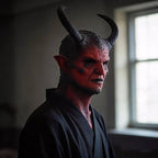 Halloween's Realistic Demon Mask with Horns for Cosplay & Costume Parties