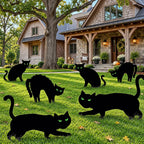 Halloween's 6 Pack Black Cat Yard Decorations with Glow in Dark Eyes