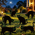 Halloween's 6 Pack Black Cat Yard Decorations with Glow in Dark Eyes