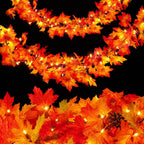 Halloween's 9FT Fall Garland with 50 Orange Lights for Indoor/Outdoor Decor