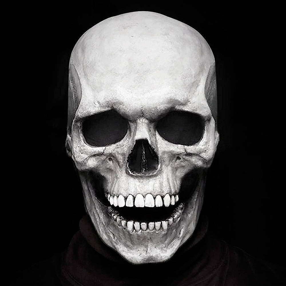Halloween's Realistic Full Head Skeleton Mask with Movable Jaw