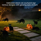 Halloween's 6 Pack Black Cat Yard Decorations with Glow in Dark Eyes