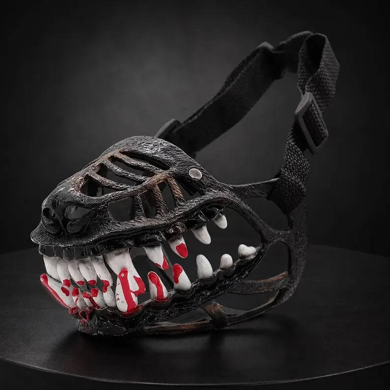 Halloween's Realistic Red Teeth Dog Muzzle for Cosplay & Safety