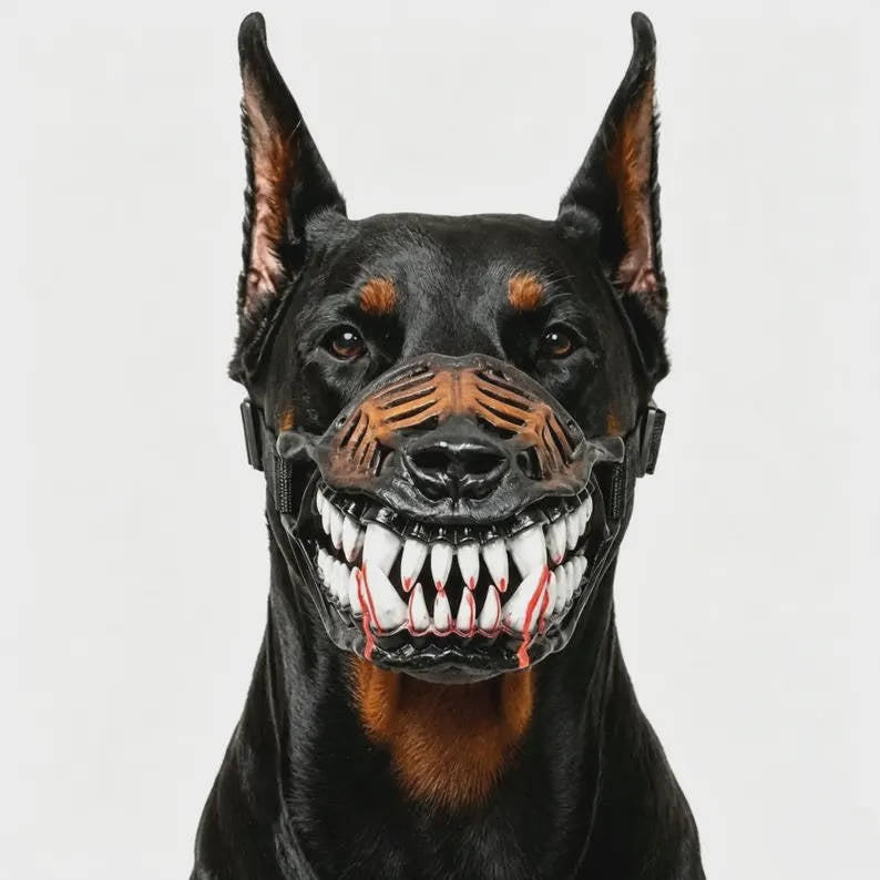 Halloween's Realistic Red Teeth Dog Muzzle for Cosplay & Safety