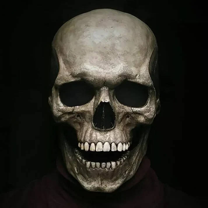 Halloween's Realistic Full Head Skeleton Mask with Movable Jaw