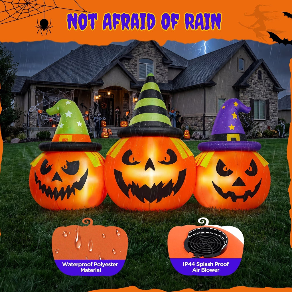 Halloween's Inflatable Pumpkin Yard Decoration with LED Lights, 6 Feet