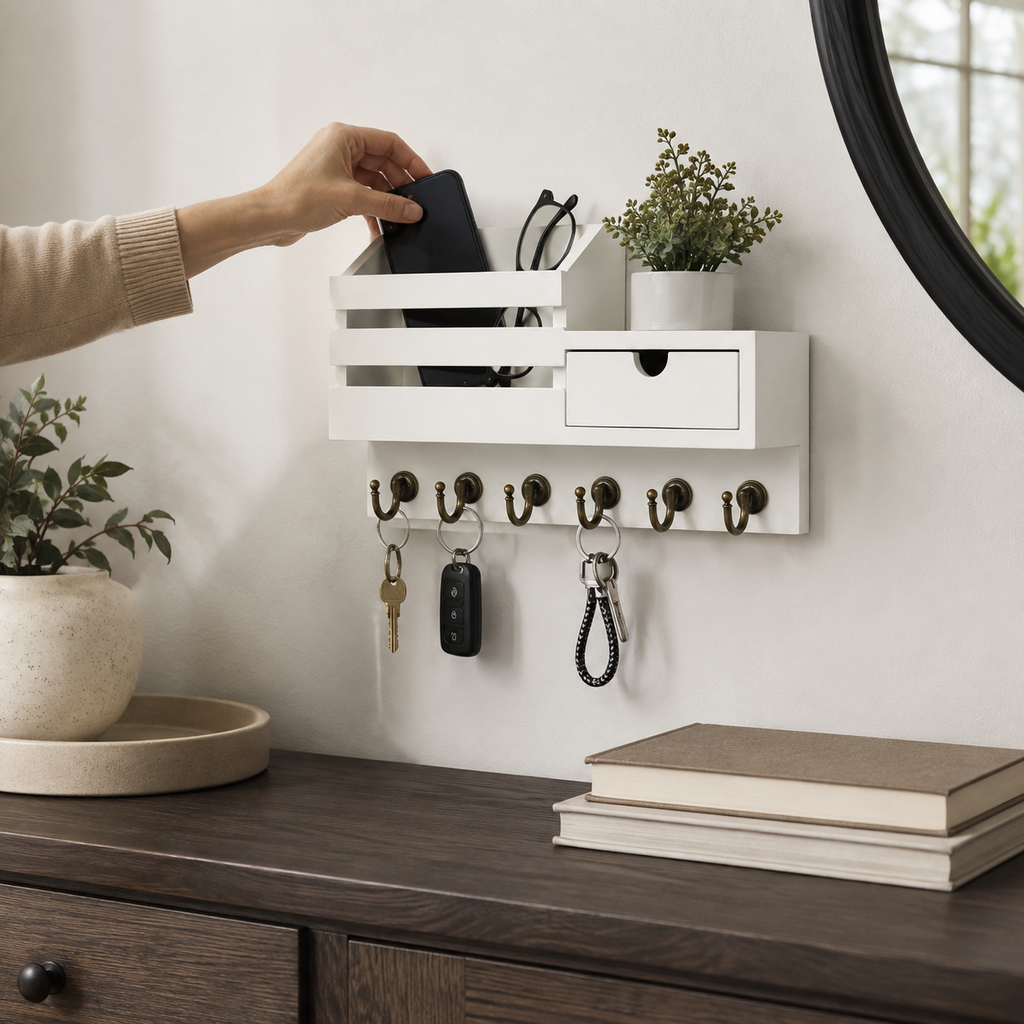 Florian Wooden Key Holder and Wall Organiser