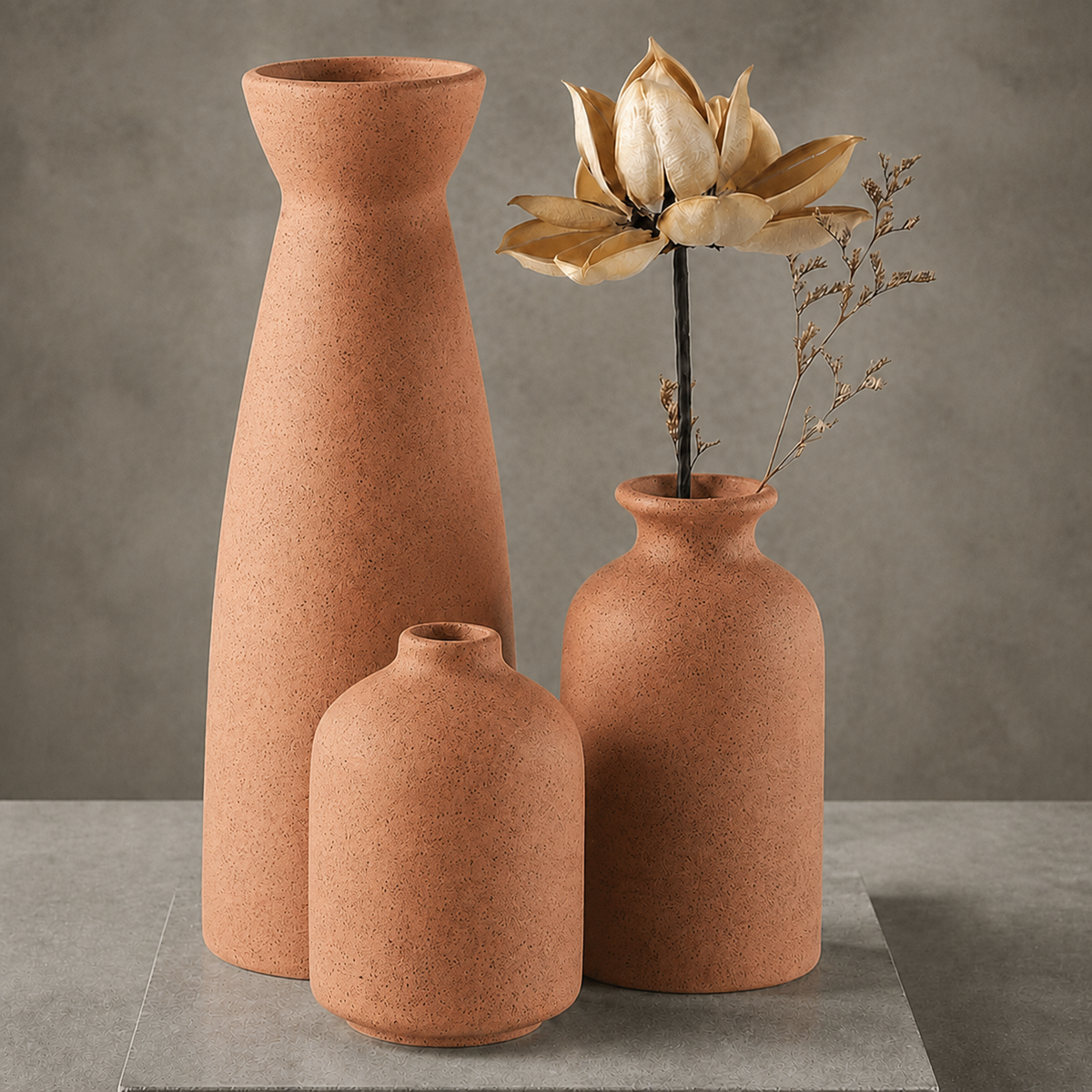 Quarry Textured Vase Set for Modern Home Decor