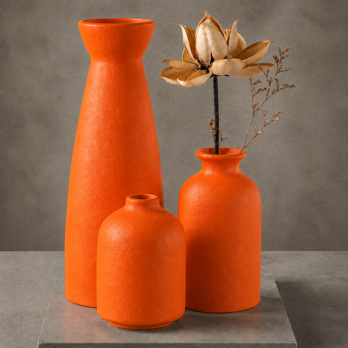 Quarry Textured Vase Set for Modern Home Decor
