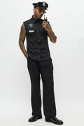 Halloween's Men's Black Officer Costume Shirt and Hat Set
