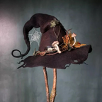 Halloween's Witch Hat with Merino Wool and Silk Accents