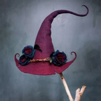 Halloween's Witch Hat with Merino Wool and Silk Accents