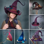 Halloween's Witch Hat with Merino Wool and Silk Accents